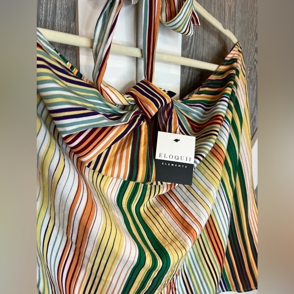 B16.33 NWT Eloquii Elements Striped Halter Top Multicolored 18/20 - Picture 1 of 5